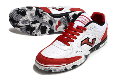 Men's Joma Top Flex IC Indoor & Futsal Low-Tops Football Shoes - White/Red/Black