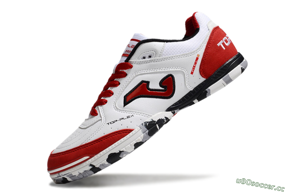 Men's Joma Top Flex IC Indoor & Futsal Low-Tops Football Shoes - White/Red/Black 5