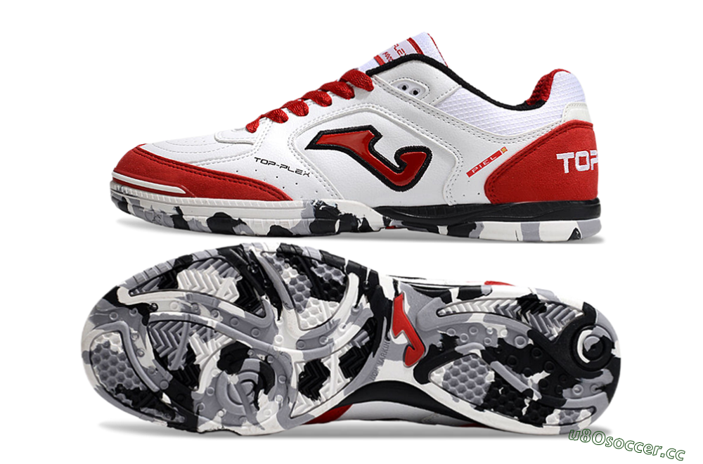 Men's Joma Top Flex IC Indoor & Futsal Low-Tops Football Shoes - White/Red/Black 1