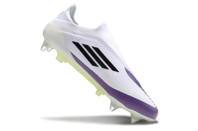 Men's Messi x Adidas F50 Elite Laceless SG Soft Ground Low-Tops Football Boots - White/Black/Purple