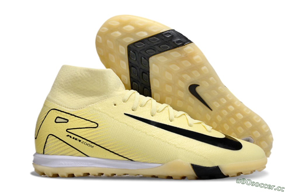 Men's Nike Air Zoom Mercurial Superfly 10 Elite TF Artificial Turf High-Tops Football Shoes - Yellow/Black/White 2