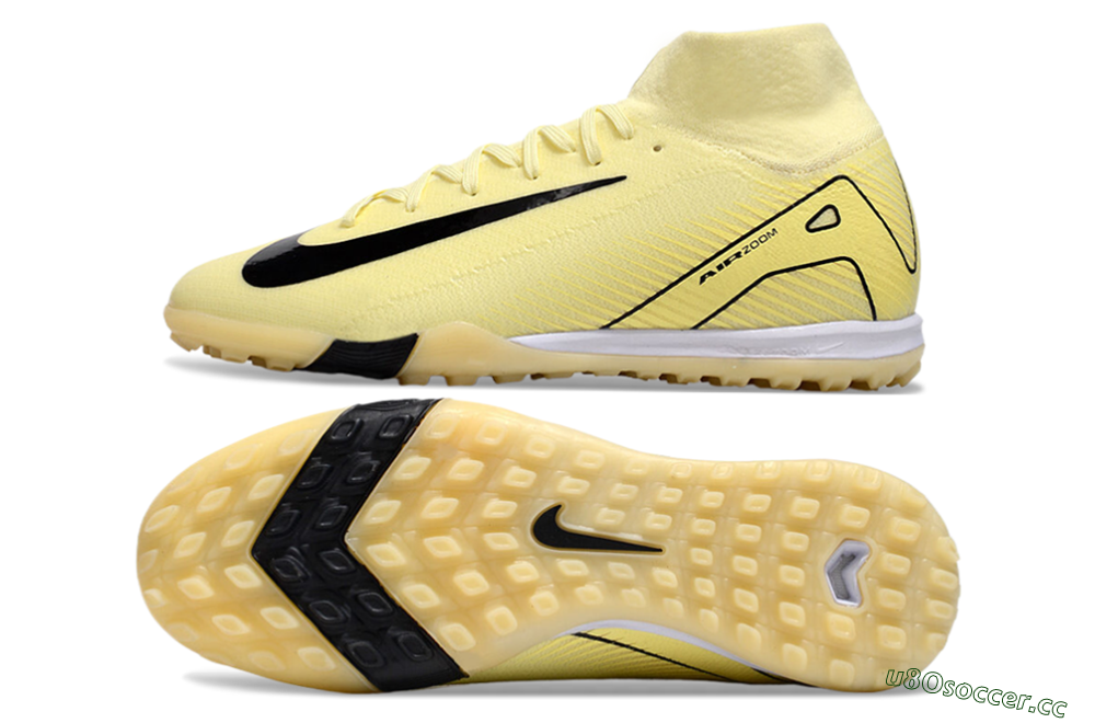 Men's Nike Air Zoom Mercurial Superfly 10 Elite TF Artificial Turf High-Tops Football Shoes - Yellow/Black/White 1
