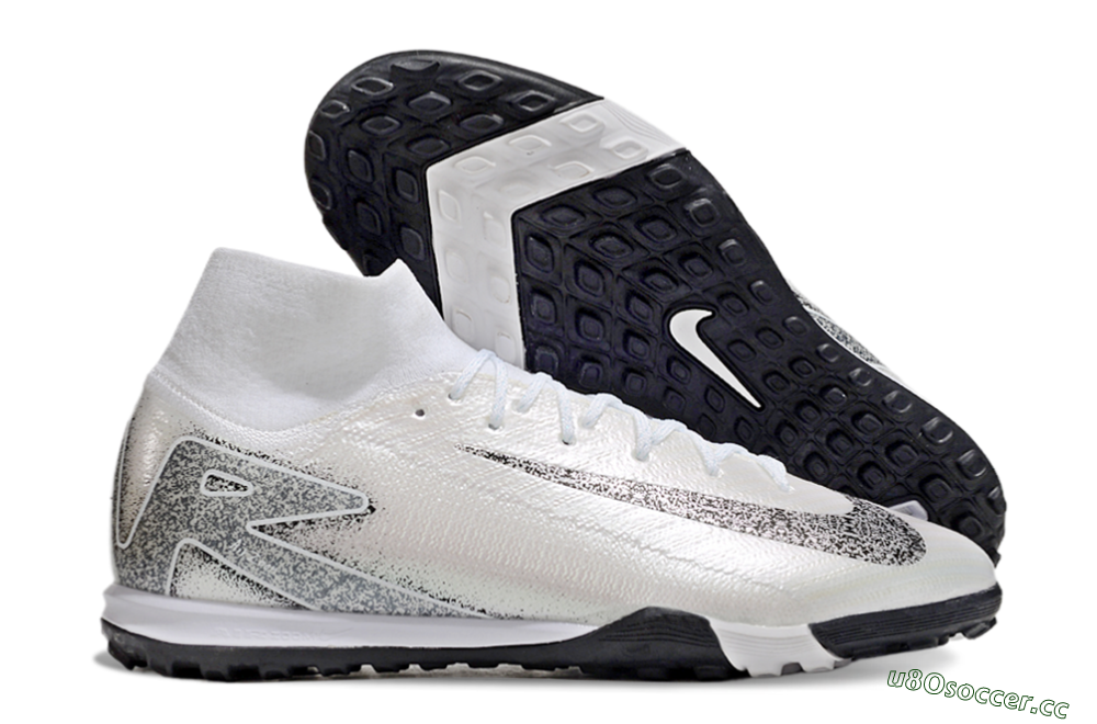 Men's Nike Air Zoom Mercurial Superfly 10 Elite TF Artificial Turf High-Tops Football Shoes - Beige/Black/White 2