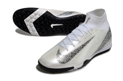 Men's Nike Air Zoom Mercurial Superfly 10 Elite TF Artificial Turf High-Tops Football Shoes - Beige/Black/White