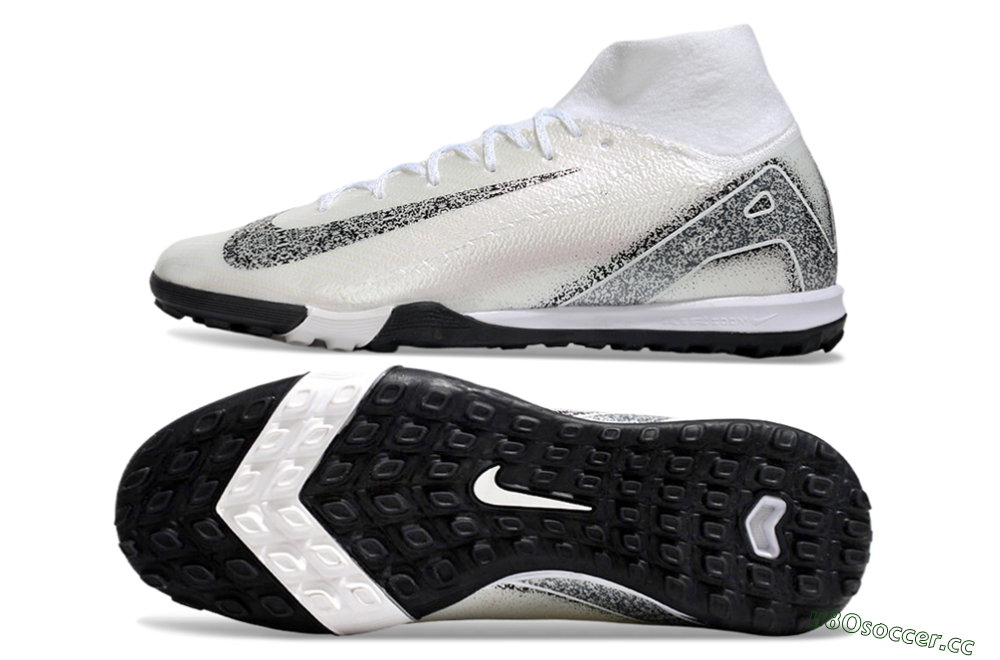Men's Nike Air Zoom Mercurial Superfly 10 Elite TF Artificial Turf High-Tops Football Shoes - Beige/Black/White 1