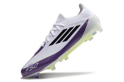 Men's Messi x Adidas F50 Elite FG Firm Ground Low-Tops Football Boots - White/Black/Purple