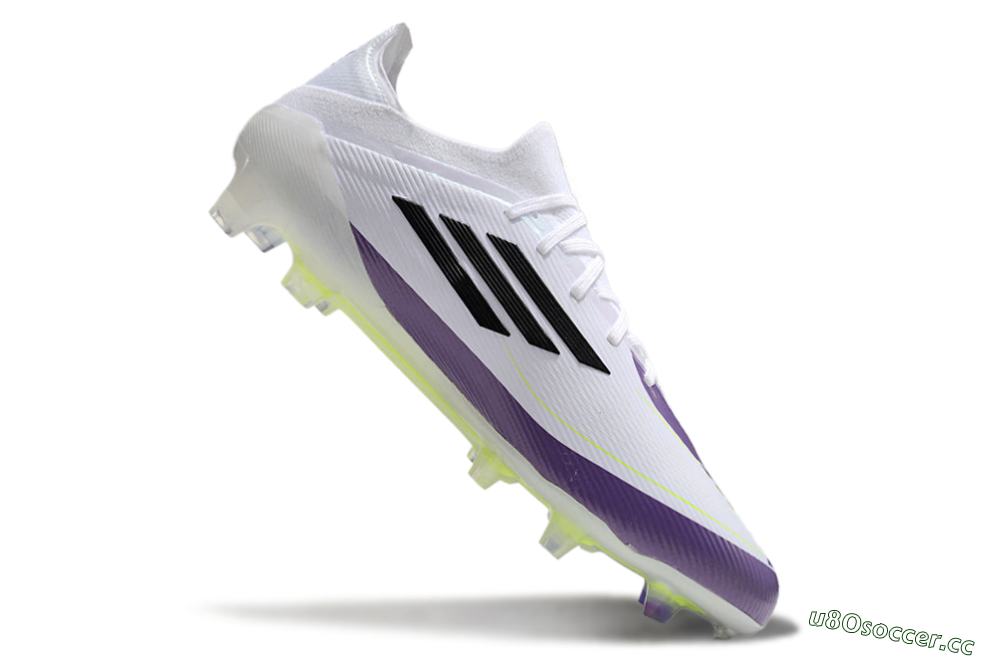 Men's Messi x Adidas F50 Elite FG Firm Ground Low-Tops Football Boots - White/Black/Purple 4