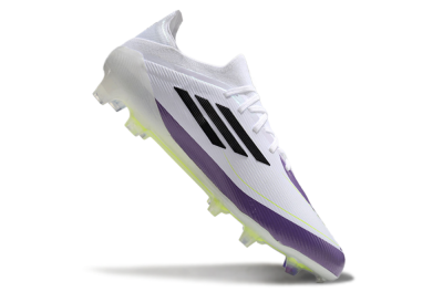 Men's Messi x Adidas F50 Elite FG Firm Ground Low-Tops Football Boots - White/Black/Purple