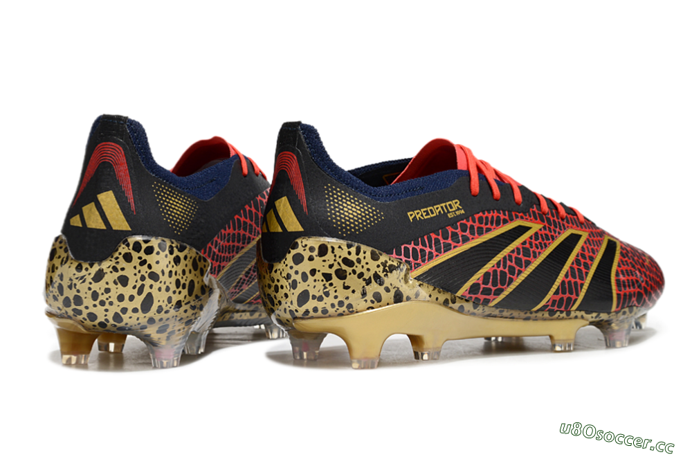 Men's Adidas Predator Elite FG Firm Ground Low-Tops Football Boots - Black/Red/Gold 6