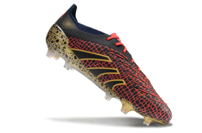 Men's Adidas Predator Elite FG Firm Ground Low-Tops Football Boots - Black/Red/Gold