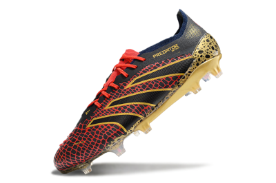 Men's Adidas Predator Elite FG Firm Ground Low-Tops Football Boots - Black/Red/Gold
