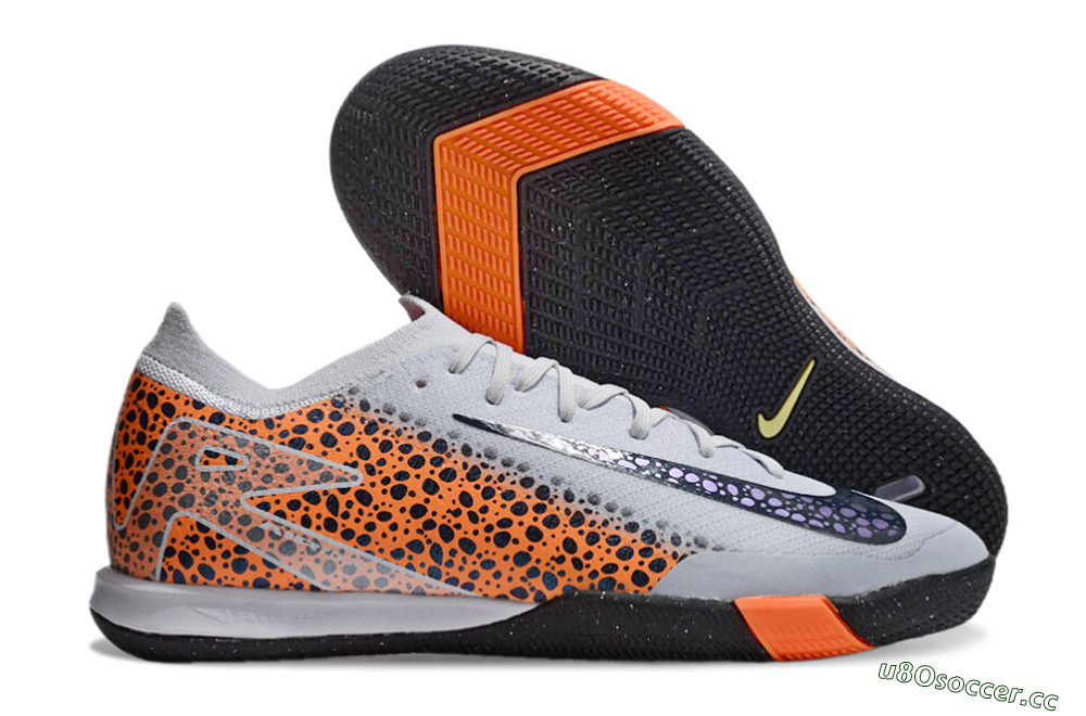 Men's Nike Air Zoom Mercurial Vapor 16 Elite IC Indoor & Futsal Low-Tops Football Shoes - Grey/Black/Leopard 2