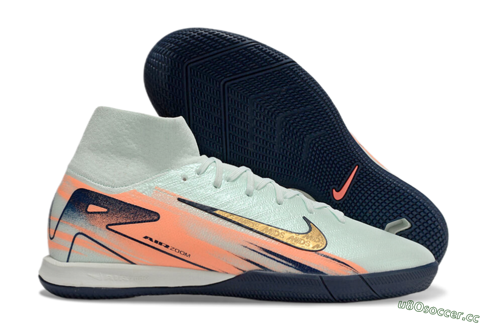 Men's Nike Air Zoom Mercurial Superfly 10 Elite IC Indoor & Futsal High-Tops Football Shoes - Jade/Gold/Red 2