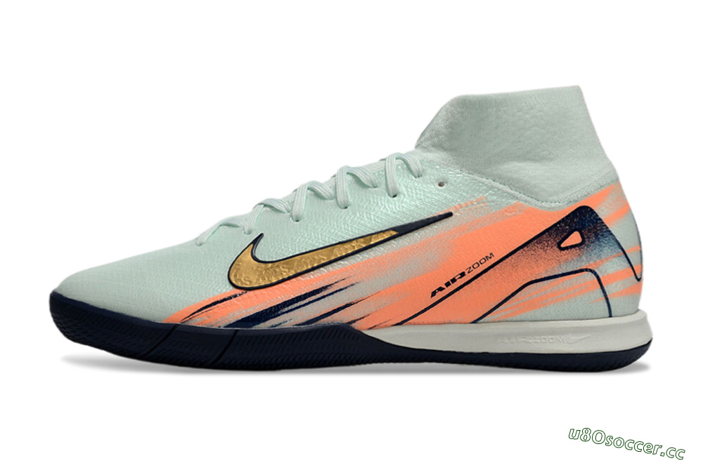 Men's Nike Air Zoom Mercurial Superfly 10 Elite IC Indoor & Futsal High-Tops Football Shoes - Jade/Gold/Red 0