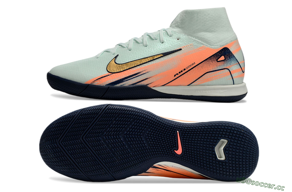 Men's Nike Air Zoom Mercurial Superfly 10 Elite IC Indoor & Futsal High-Tops Football Shoes - Jade/Gold/Red 1