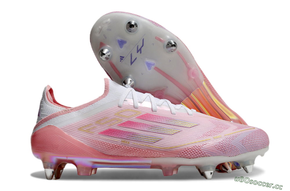 Men's Adidas F50 304 Elite SG Soft Ground Low-Tops Football Boots - Pink/White/Gold 2