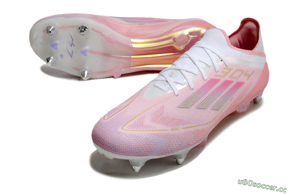 Men's Adidas F50 304 Elite SG Soft Ground Low-Tops Football Boots - Pink/White/Gold 3