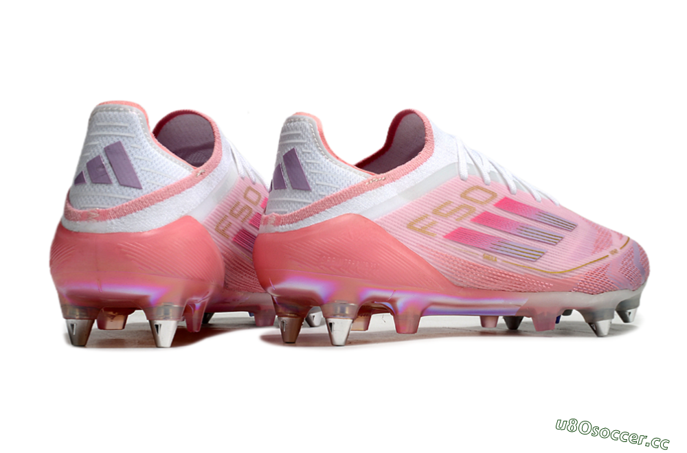 Men's Adidas F50 304 Elite SG Soft Ground Low-Tops Football Boots - Pink/White/Gold 6