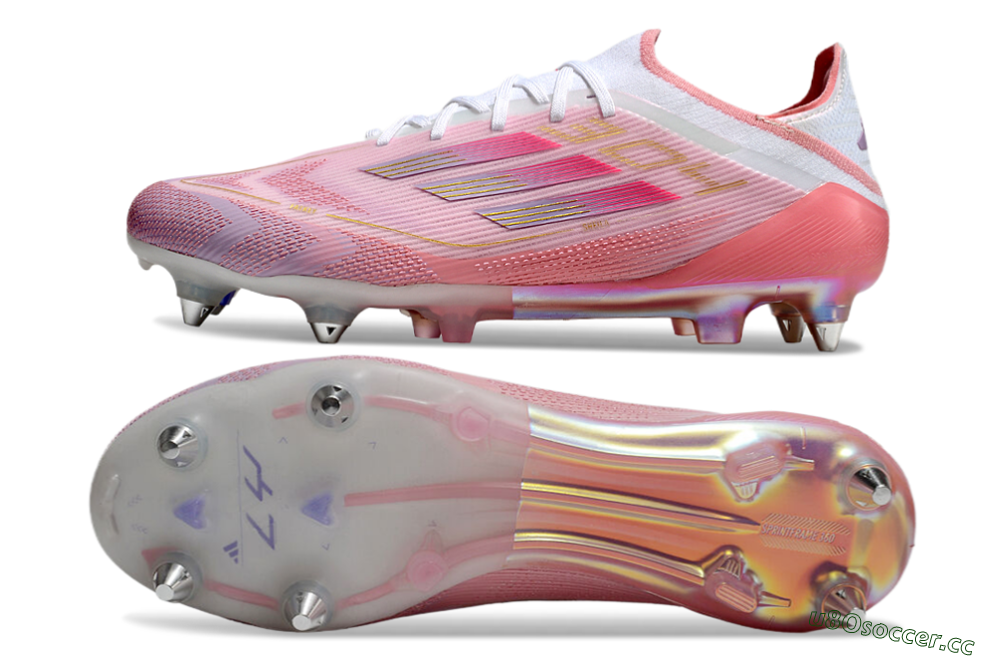 Men's Adidas F50 304 Elite SG Soft Ground Low-Tops Football Boots - Pink/White/Gold 1