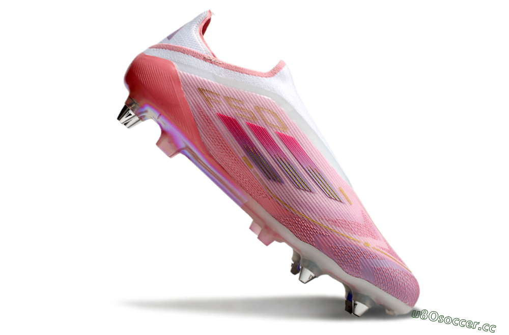Men's Adidas F50 304 Elite Laceless SG Soft Ground Low-Tops Football Boots - Pink/White/Gold 4