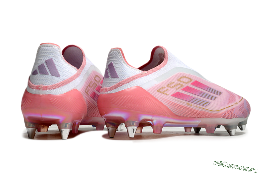 Men's Adidas F50 304 Elite Laceless SG Soft Ground Low-Tops Football Boots - Pink/White/Gold 6