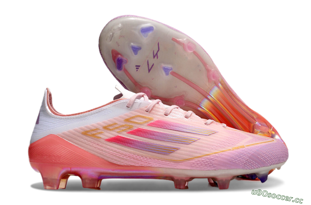 Men's Adidas F50 Elite FG Firm Ground Low-Tops Football Boots - Pink/White/Gold 2