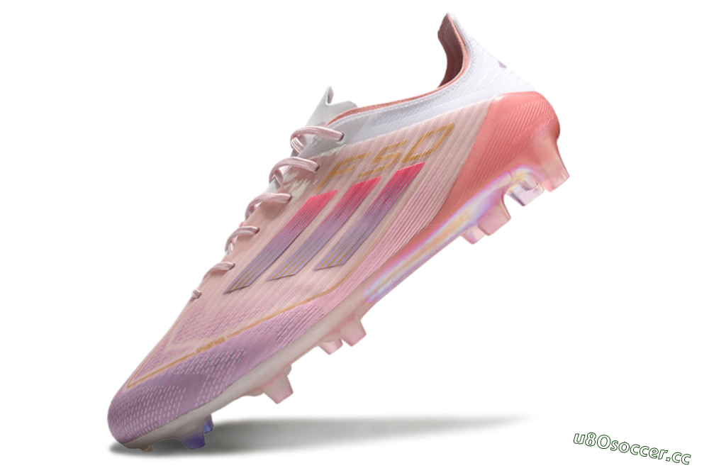 Men's Adidas F50 Elite FG Firm Ground Low-Tops Football Boots - Pink/White/Gold 5