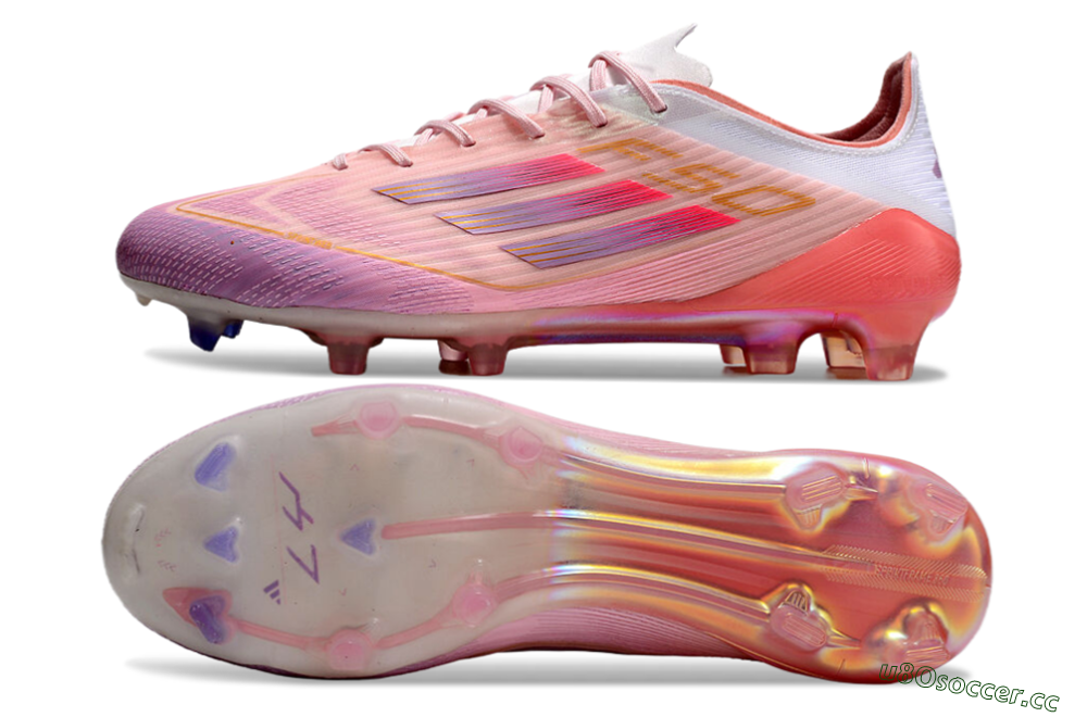 Men's Adidas F50 Elite FG Firm Ground Low-Tops Football Boots - Pink/White/Gold 1