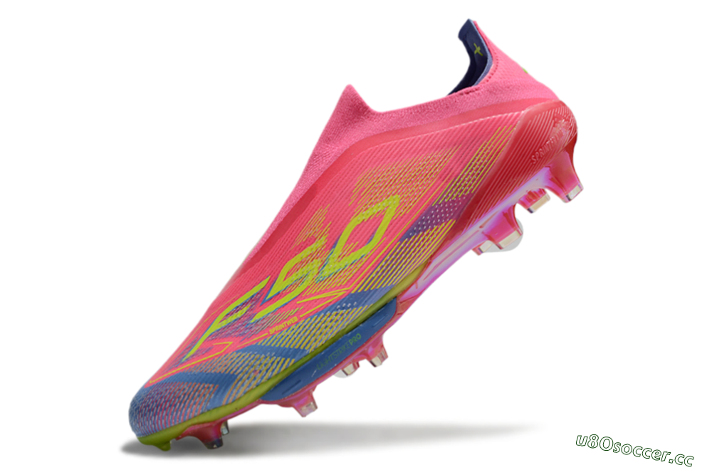 Men's didas F50+ Elite Lightstrike Pro Laceless FG Firm Ground Low-Tops Football Boots - Red/Yellow/Blue 5
