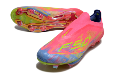 Men's didas F50+ Elite Lightstrike Pro Laceless FG Firm Ground Low-Tops Football Boots - Red/Yellow/Blue