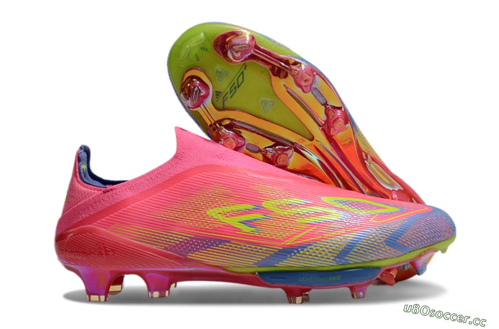 Men's didas F50+ Elite Lightstrike Pro Laceless FG Firm Ground Low-Tops Football Boots - Red/Yellow/Blue 2