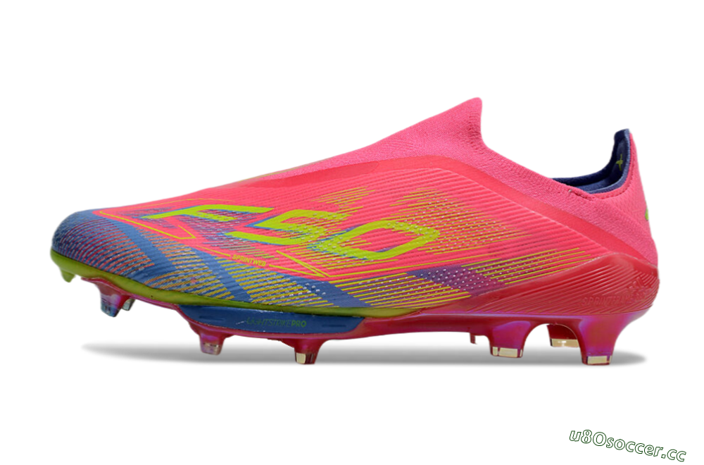 Men's didas F50+ Elite Lightstrike Pro Laceless FG Firm Ground Low-Tops Football Boots - Red/Yellow/Blue 0