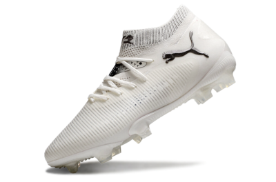Men's Puma Future 8 Ultimate FG Firm Ground Low-Tops Football Boots - White/Silver/Black