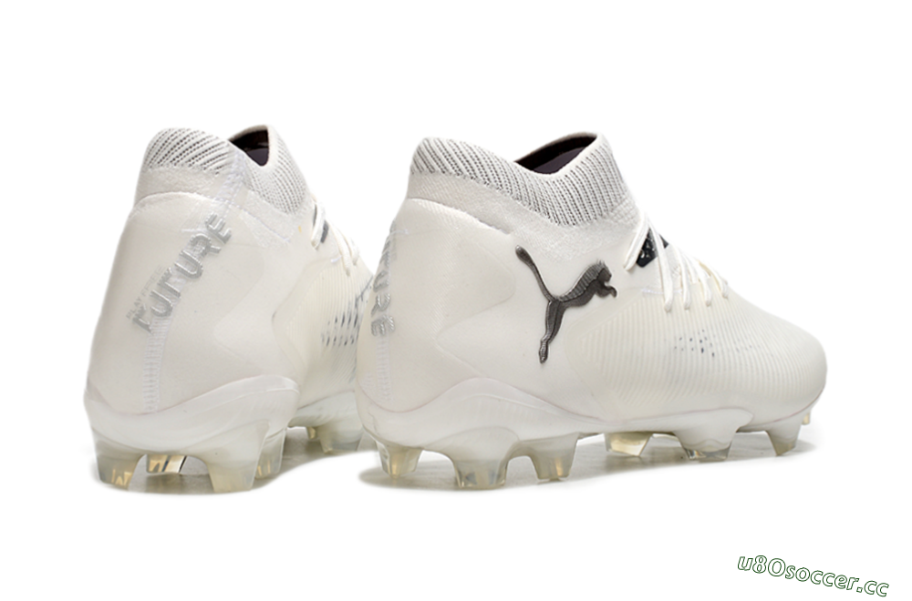 Men's Puma Future 8 Ultimate FG Firm Ground Low-Tops Football Boots - White/Silver/Black 6