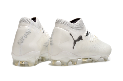 Men's Puma Future 8 Ultimate FG Firm Ground Low-Tops Football Boots - White/Silver/Black