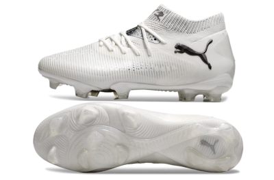 Men's Puma Future 8 Ultimate FG Firm Ground Low-Tops Football Boots - White/Silver/Black