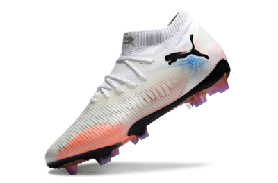 Men's Puma Future 8 Ultimate FG Firm Ground Low-Tops Football Boots - White/Pink/Blue
