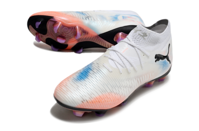 Men's Puma Future 8 Ultimate FG Firm Ground Low-Tops Football Boots - White/Pink/Blue