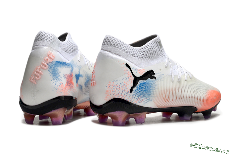 Men's Puma Future 8 Ultimate FG Firm Ground Low-Tops Football Boots - White/Pink/Blue 6