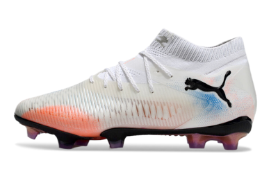 Men's Puma Future 8 Ultimate FG Firm Ground Low-Tops Football Boots - White/Pink/Blue