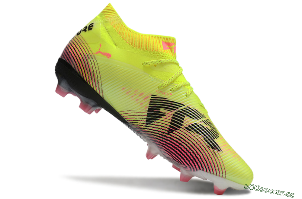 Men's Puma Future 8 Ultimate FG Firm Ground Low-Tops Football Boots - Yellow/Black/Pink 4