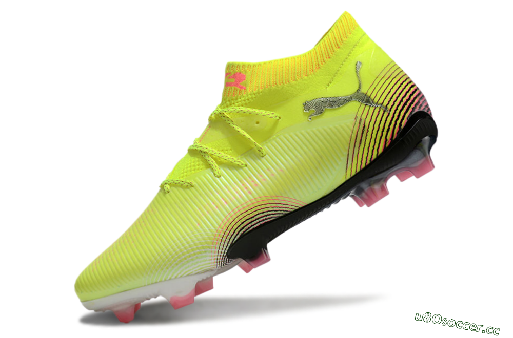 Men's Puma Future 8 Ultimate FG Firm Ground Low-Tops Football Boots - Yellow/Black/Pink 5
