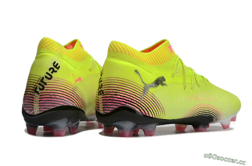Men's Puma Future 8 Ultimate FG Firm Ground Low-Tops Football Boots - Yellow/Black/Pink 6