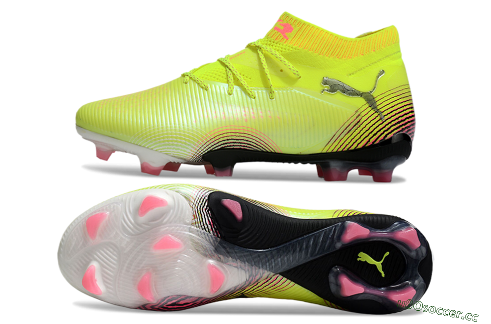 Men's Puma Future 8 Ultimate FG Firm Ground Low-Tops Football Boots - Yellow/Black/Pink 1