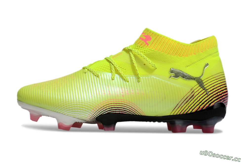 Men's Puma Future 8 Ultimate FG Firm Ground Low-Tops Football Boots - Yellow/Black/Pink 0
