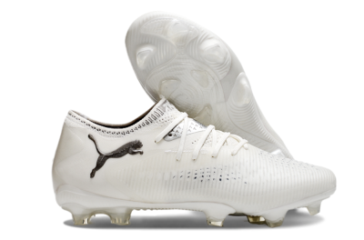 Men's Puma Future 8 Ultimate FG Firm Ground Low-Tops Football Boots - White/Silver/Black