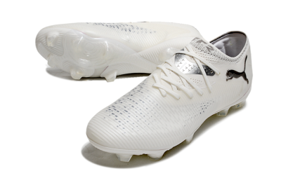 Men's Puma Future 8 Ultimate FG Firm Ground Low-Tops Football Boots - White/Silver/Black