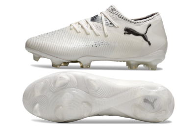 Men's Puma Future 8 Ultimate FG Firm Ground Low-Tops Football Boots - White/Silver/Black