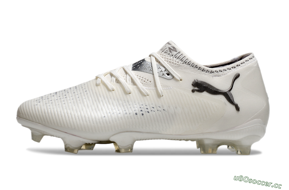Men's Puma Future 8 Ultimate FG Firm Ground Low-Tops Football Boots - White/Silver/Black 0