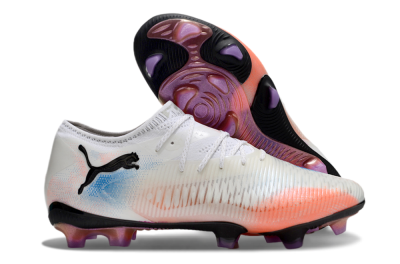 Men's Puma Future 8 Ultimate FG Firm Ground Low-Tops Football Boots - White/Pink/Blue